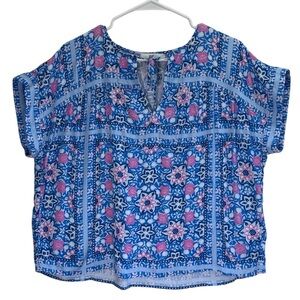 Vineyard Vines Bloom Floral Blue and Pink Women's Top. Size S